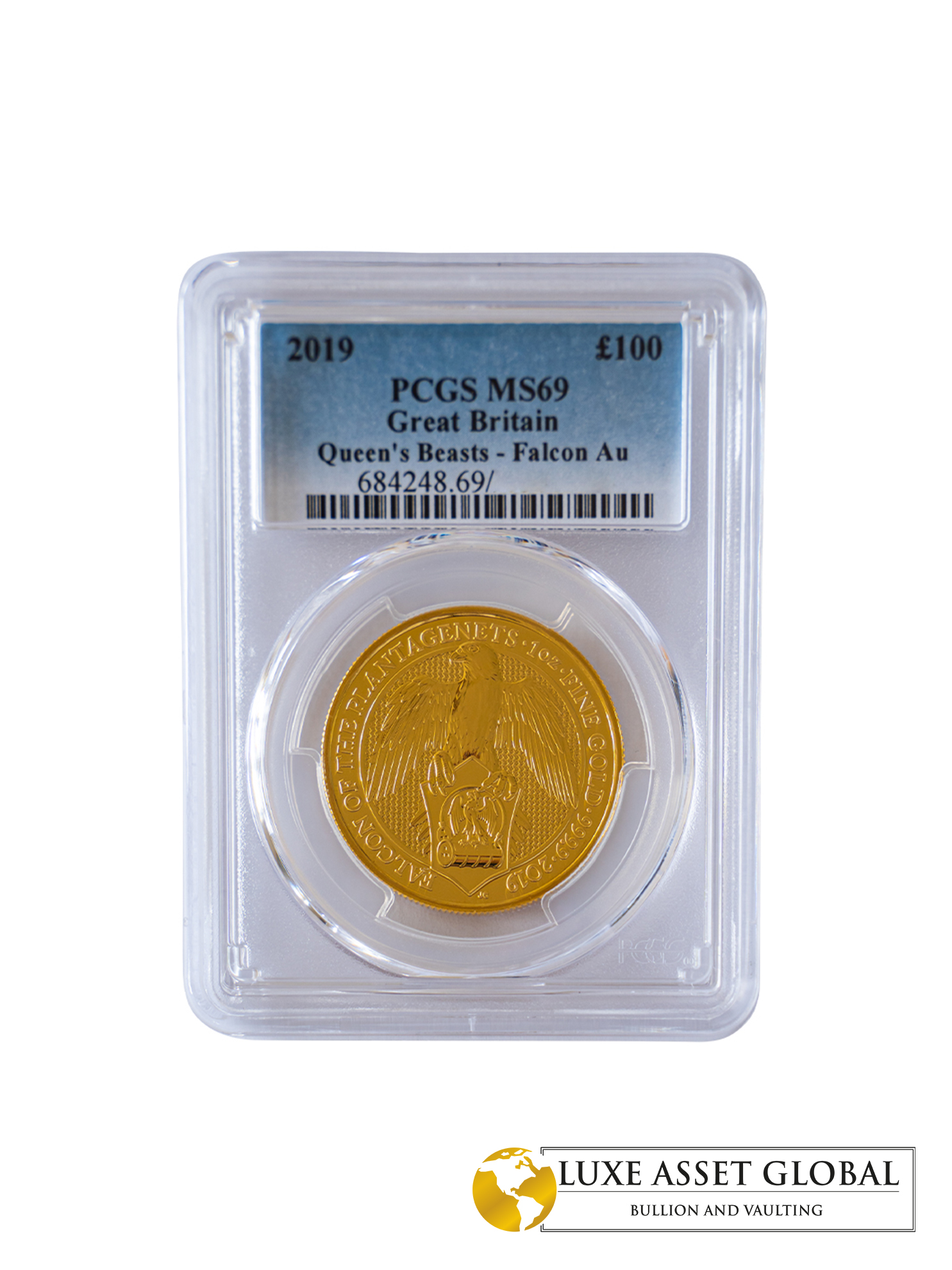 PCGS 2019 1oz Gold Queen's Beast 'Falcon' MS69 – Luxe Asset Global Ltd